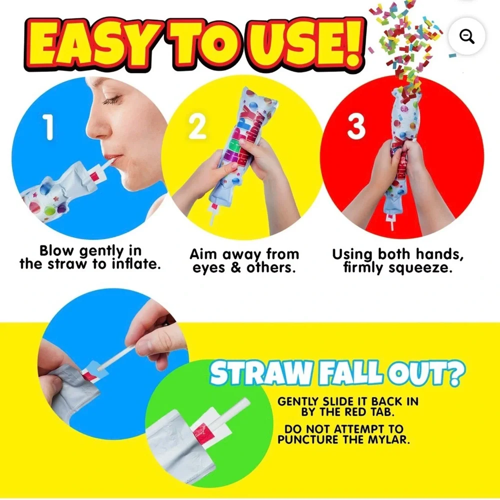 Confetti Party Poppers - Multicolor 5 pack